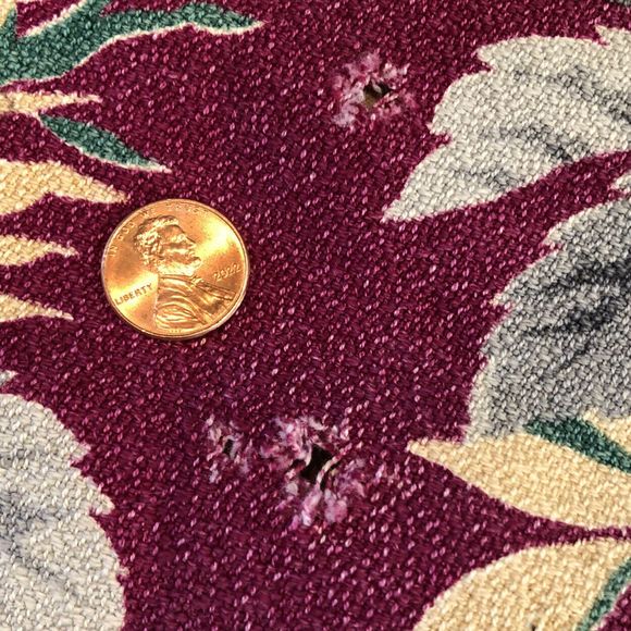 Vintage Fabric / Tablecloth Floral Flowers Leaves Rectangle 44x37" - Picture 5 of 6